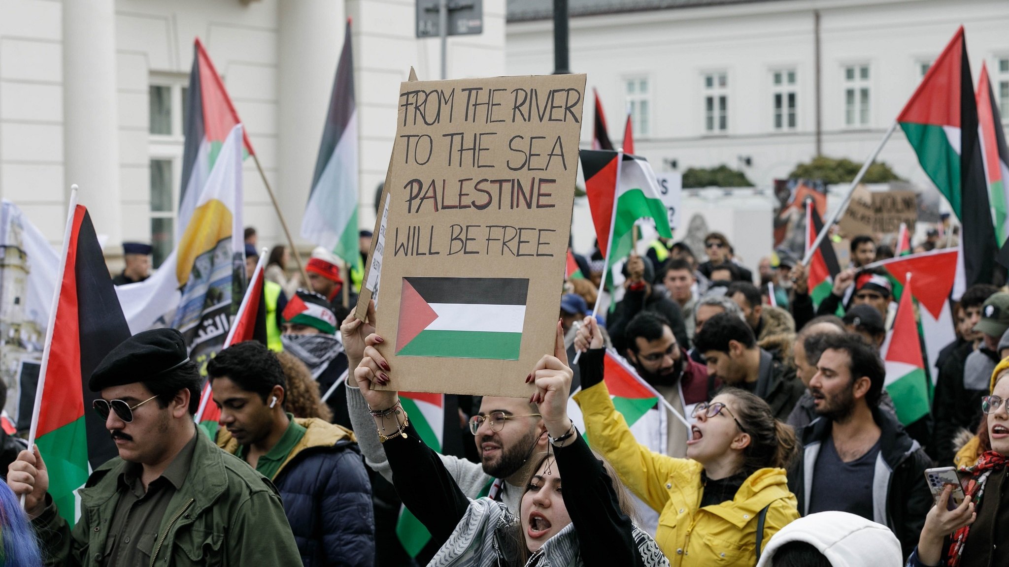 Propalästinensische Demonstration in Warschau, Polen
