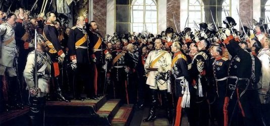 Proklamation des deutschen Kaiserreiches im Spiegelsaal von Schloss Versailles 1871