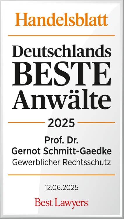 Handelsblatt „Deutschlands beste Anwälte 2025“ im Bereich Gewerblicher Rechtsschutz