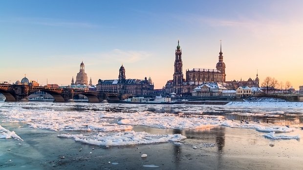 Das winterliche Dresden.