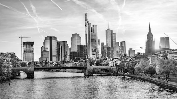 Blick auf Frankfurt s/w