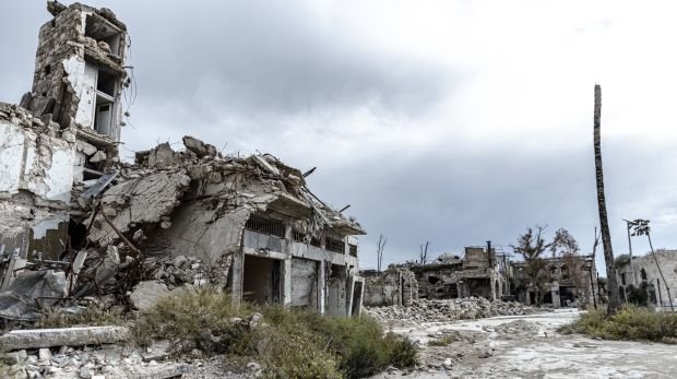 Zerstörtes Gebäude in Damaskus, Syrien