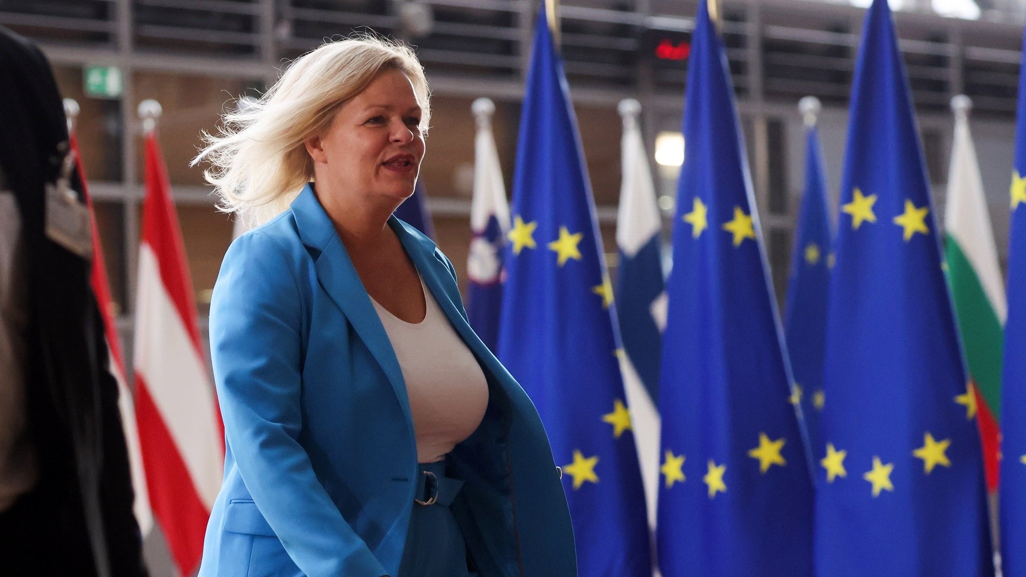Deutschlands Vertreterin Nancy Faeser vor dem EU-Innenministertreffen in Brüssel