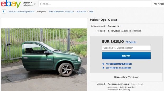eBay-Auktion "Halber Opel Corsa"