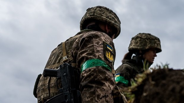 Ukrainische Soldaten am 23. April 2022