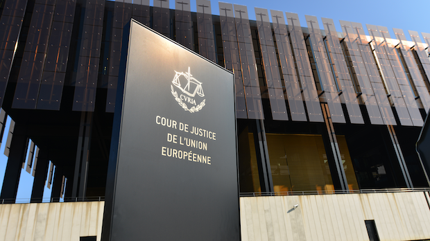 Schild am Europäischen Gerichtshof