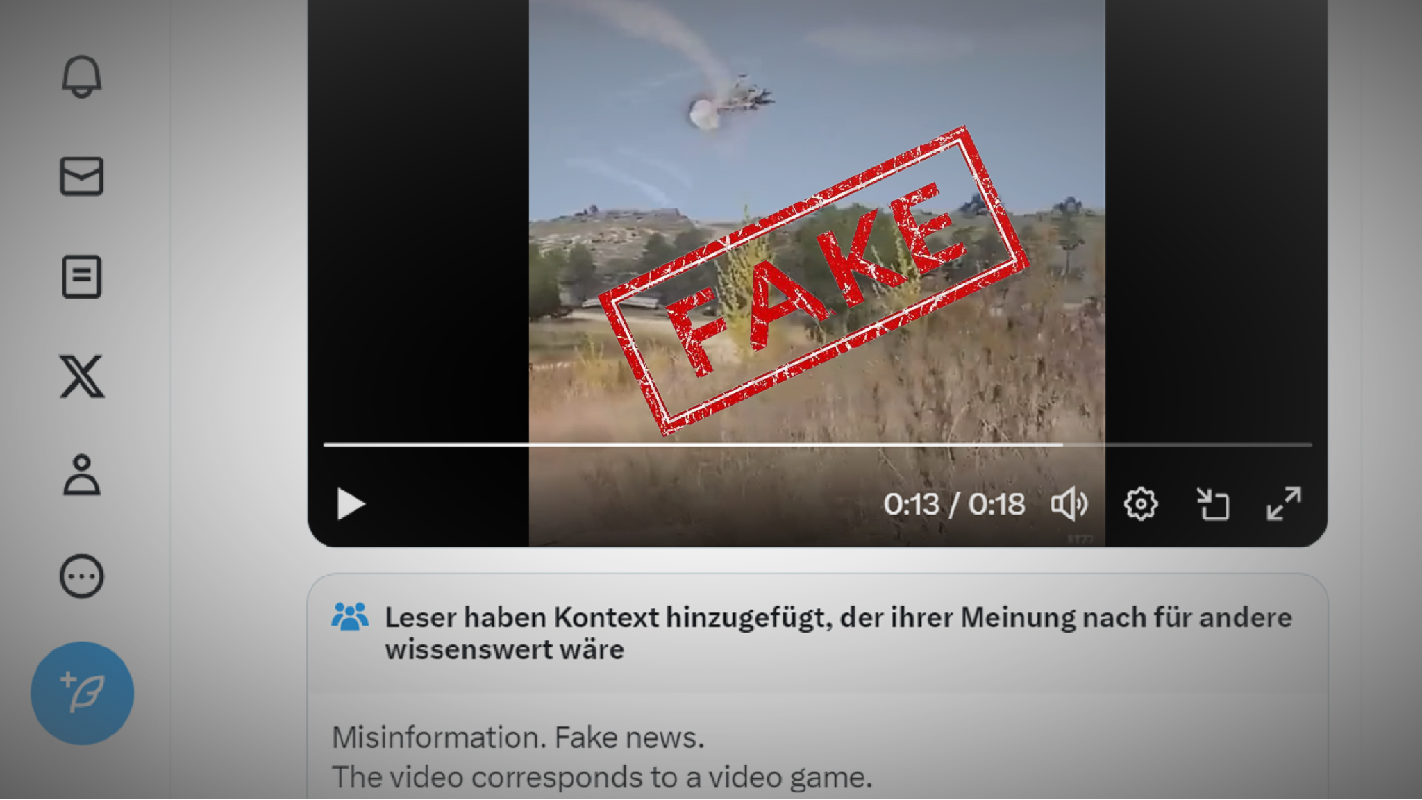 Fake-Video eines explodierenden Hubschraubers auf X