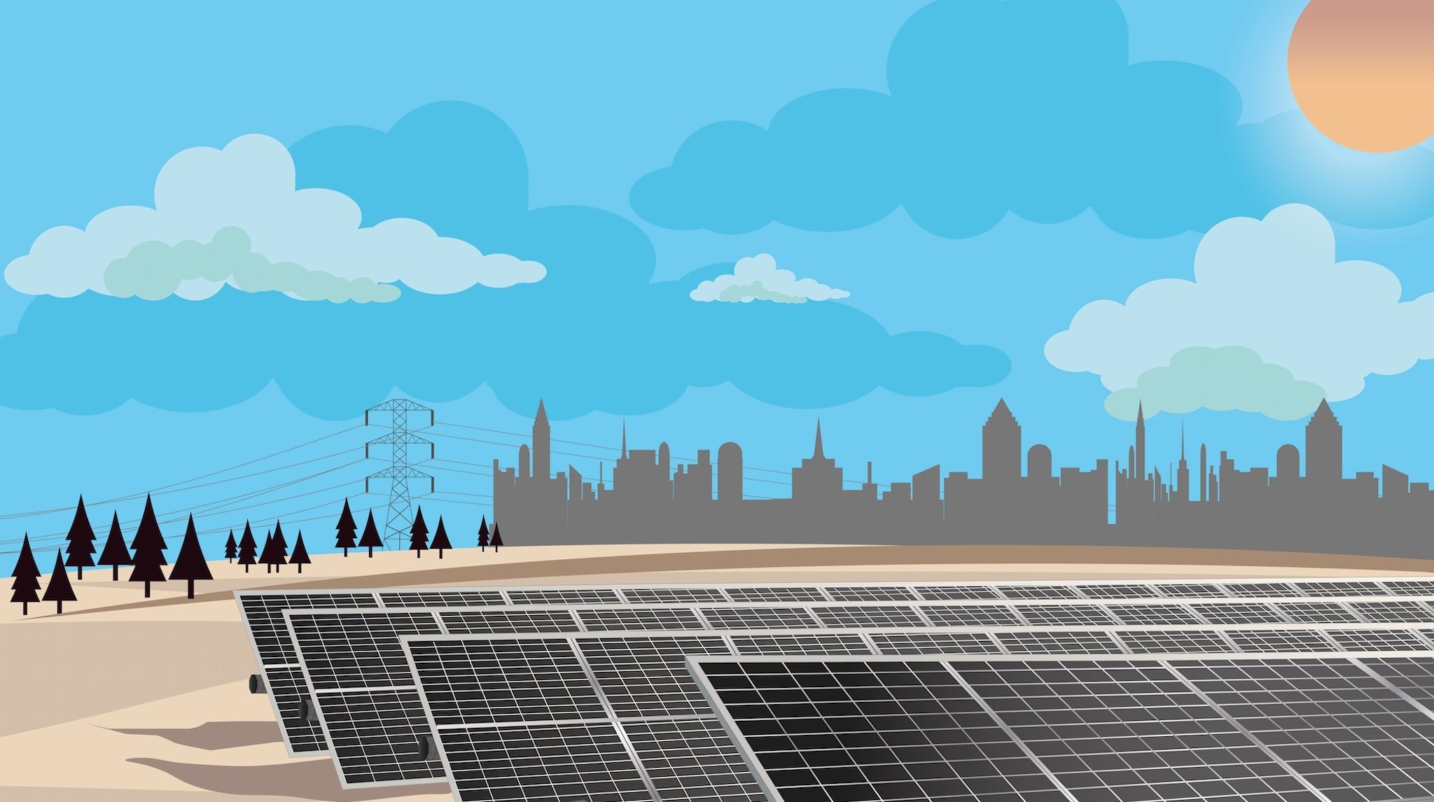 Illustration eines Solarparks
