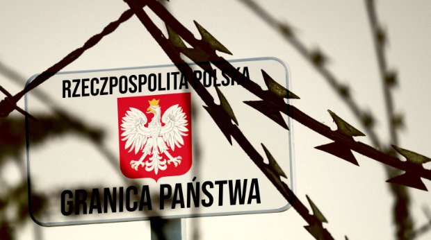 Stacheldraht an der polnischen Grenze