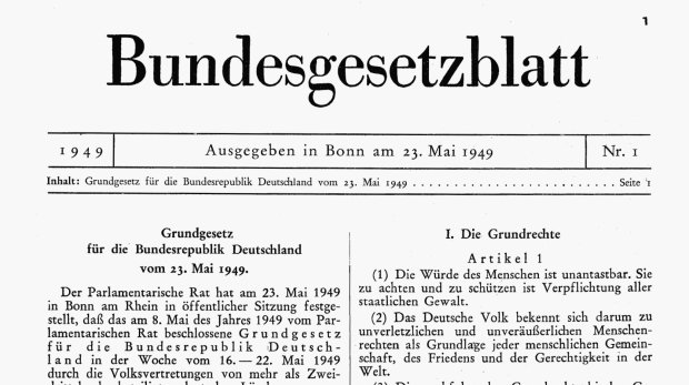 Erste Ausgabe des Bundesgesetzblatts vom 23.05.1949 mit dem Text des Grundgesetzes