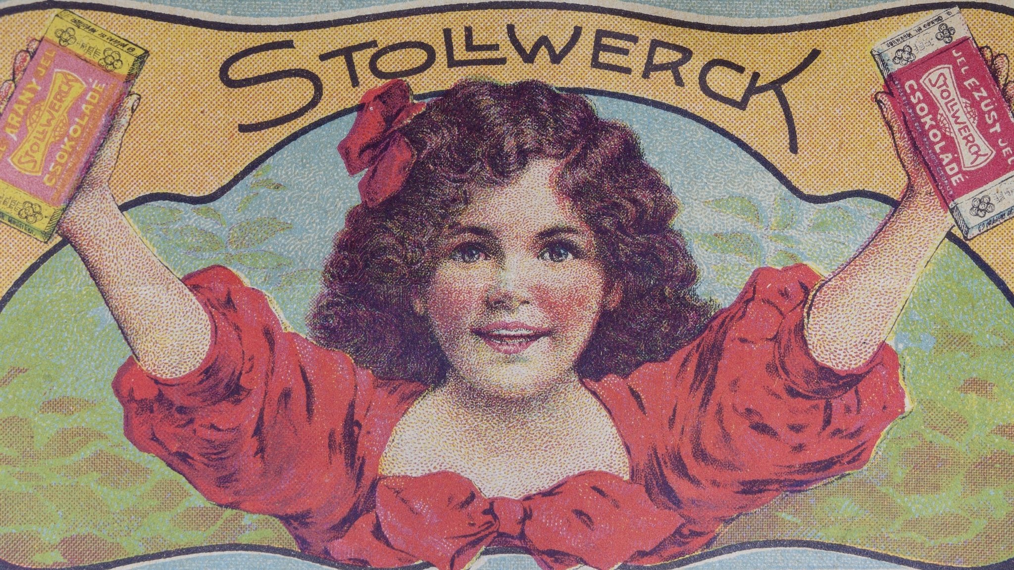 Historisches Flugblatt mit Werbung für Stollwerck-Schokolade