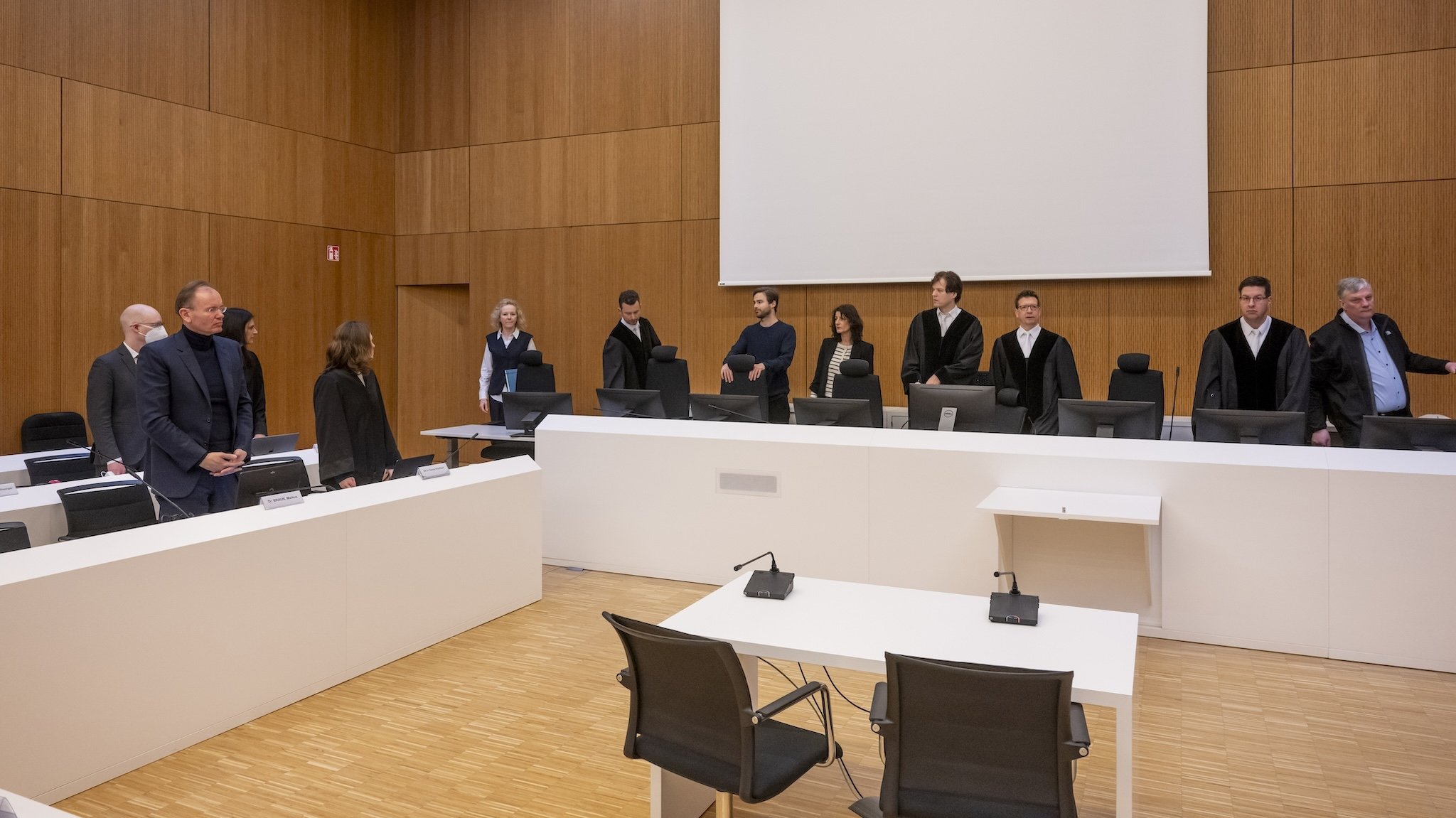 Blick in den Gerichtssaal zum Auftakt des Wirecard-Prozesses am LG München I