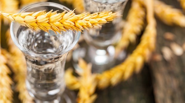 Schnapsglas mit Weizenähre