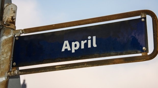 Straßenschild mit der Aufschrift "April"