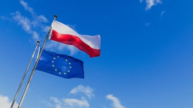 Flaggen Polens und Europas