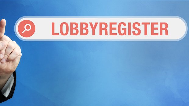 Ein Suchfeld mit der Aufschrift "Lobbyregister"