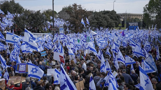 Demonstration vor dem Israelischen Parlament am 13.02.2023