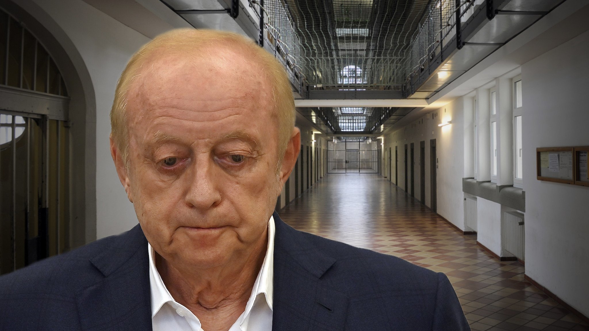 Fotomontage Alfons Schuhbeck vor Gefängniskulisse