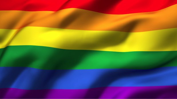 Farben der LGBT Bewegung auf Flagge.