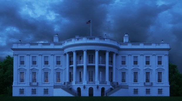 Dunkler Himmel hinter dem Weißen Haus