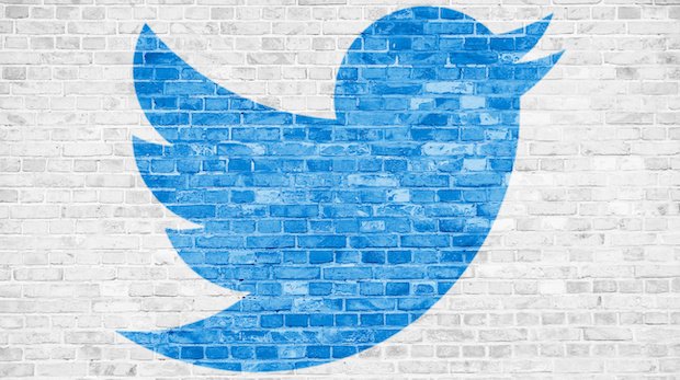 Twitter-Logo vor einer grauen Steinwand