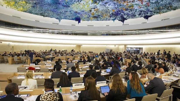 Sitzungssaal des UN Menschenrechtsrats in Genf, 2015.