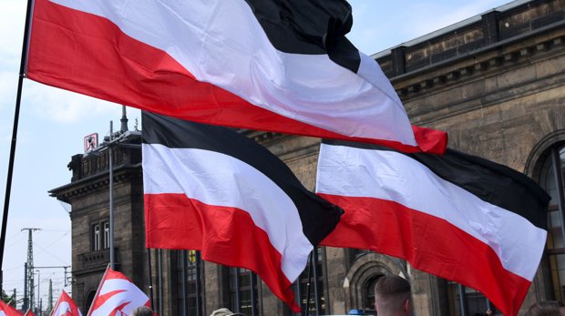 Reichsflaggen auf einer Demonstration