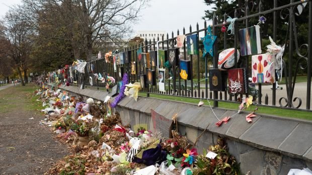 Gedenkstätte für die Opfer des rechtsextremen Terroranschlags in Christchurch, Neuseeland.