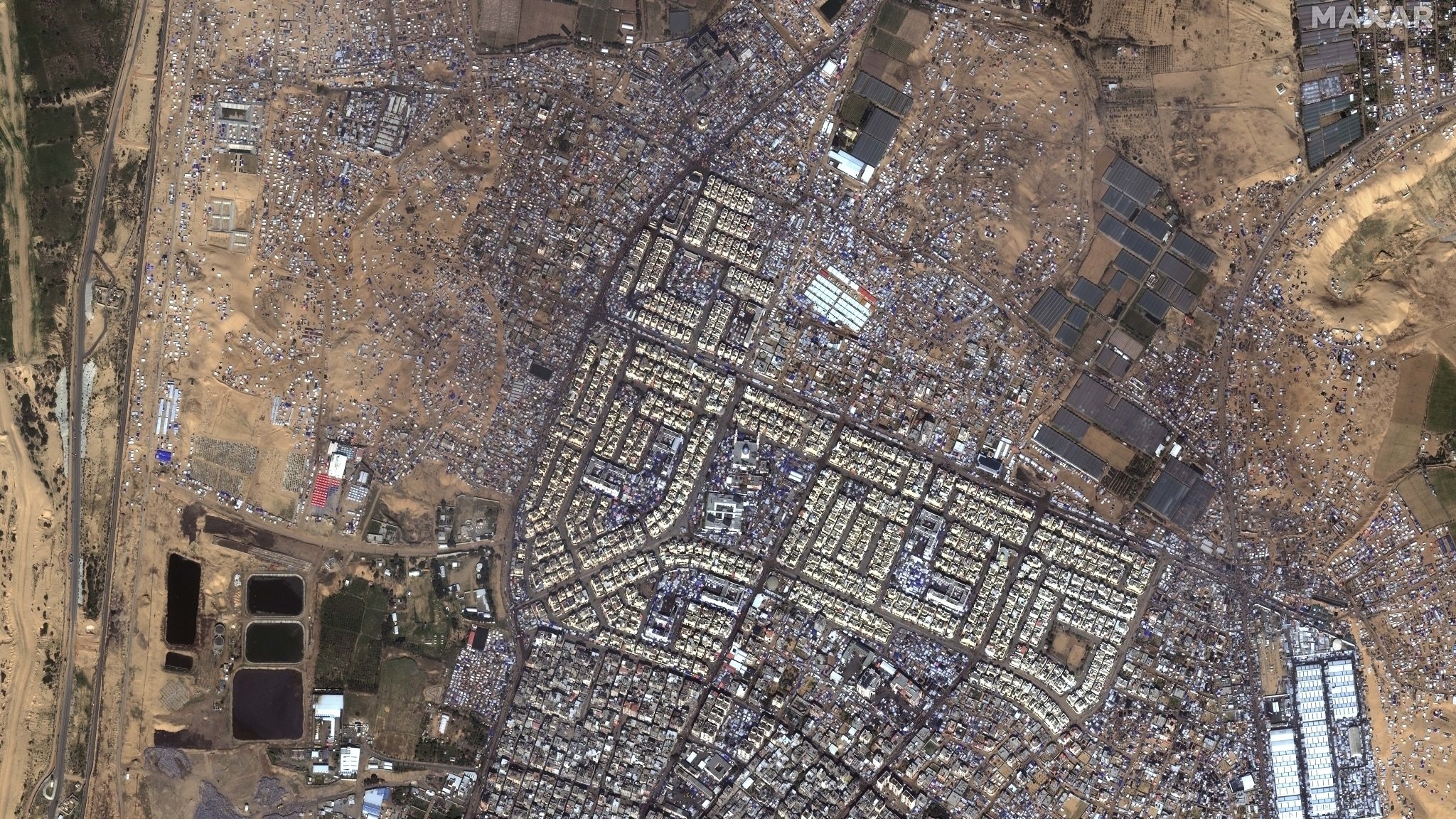 Luftbild von Rafah in Süd-Gaza, 07.02.2024