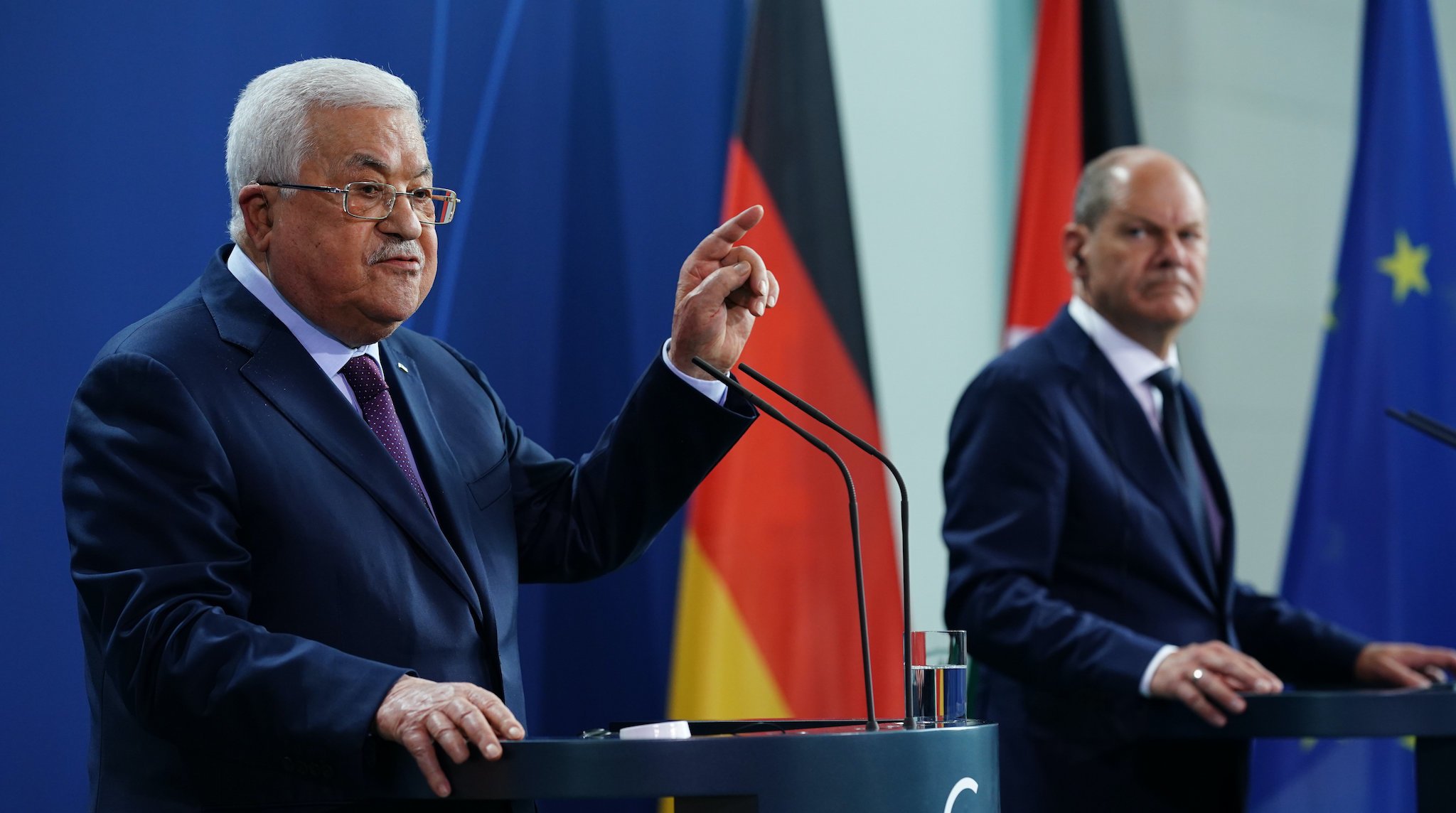 Palästinenserpräsident Abbas und Bundeskanzler Scholz auf der Pressekonferenz im August 2022