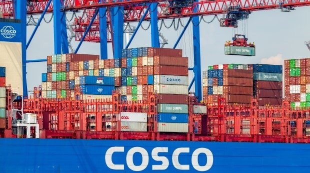 Cosco Container Hamburg Hafen Tollerort