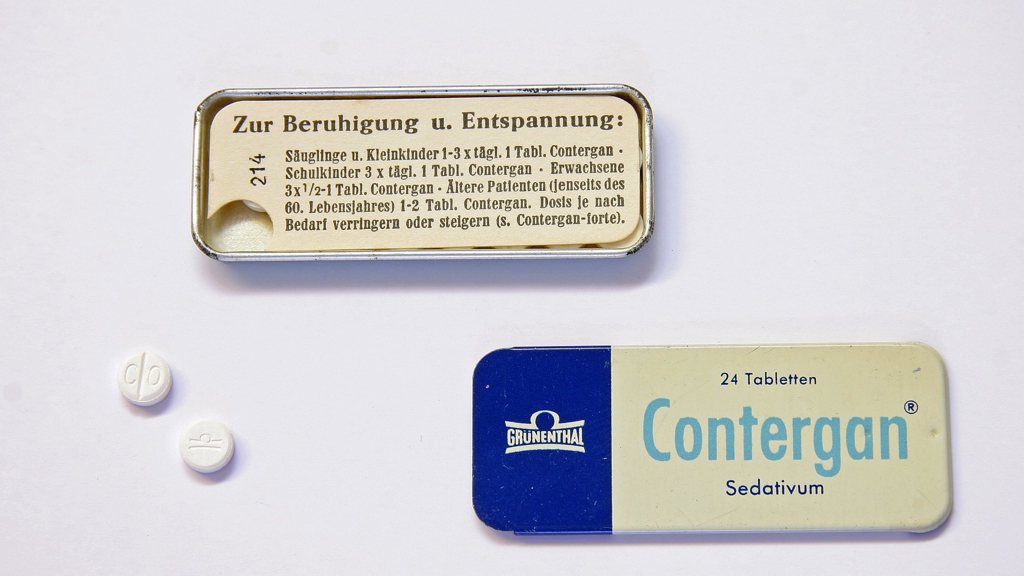 Original Contergan-Packung mit Contergan-Tabletten