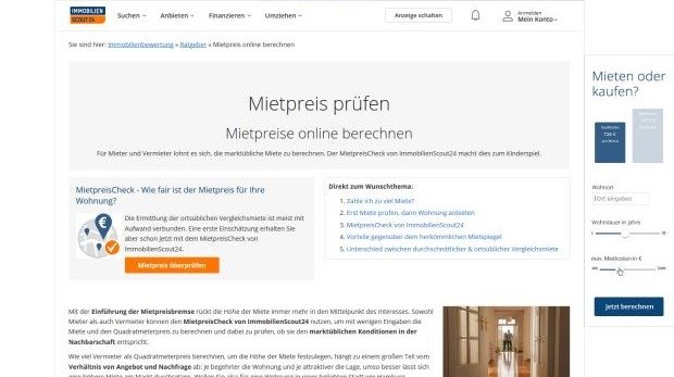 Screenshot von Immobilienscout24.de