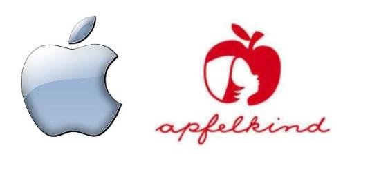 Markenlogos von Apple und Apfelkind