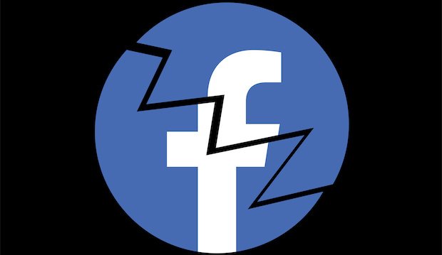Das Facebook-Logo, gebrochen