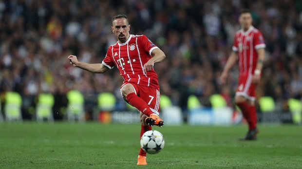 Franck Ribery im Trikot des FC Bayern bei einem Champions League Spiel gegen Real Madrid im Mai 2018