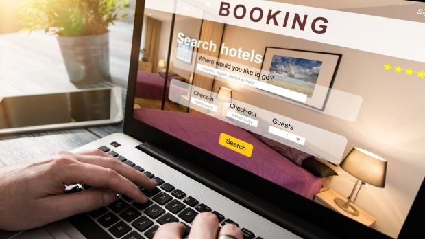 Online-Hotelbuchung (Symbol)