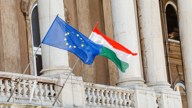 Flaggen von Ungarn und Europa