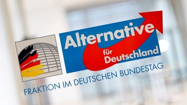 Hinweisschild auf die AfD-Fraktion im Deutschen Bundestag
