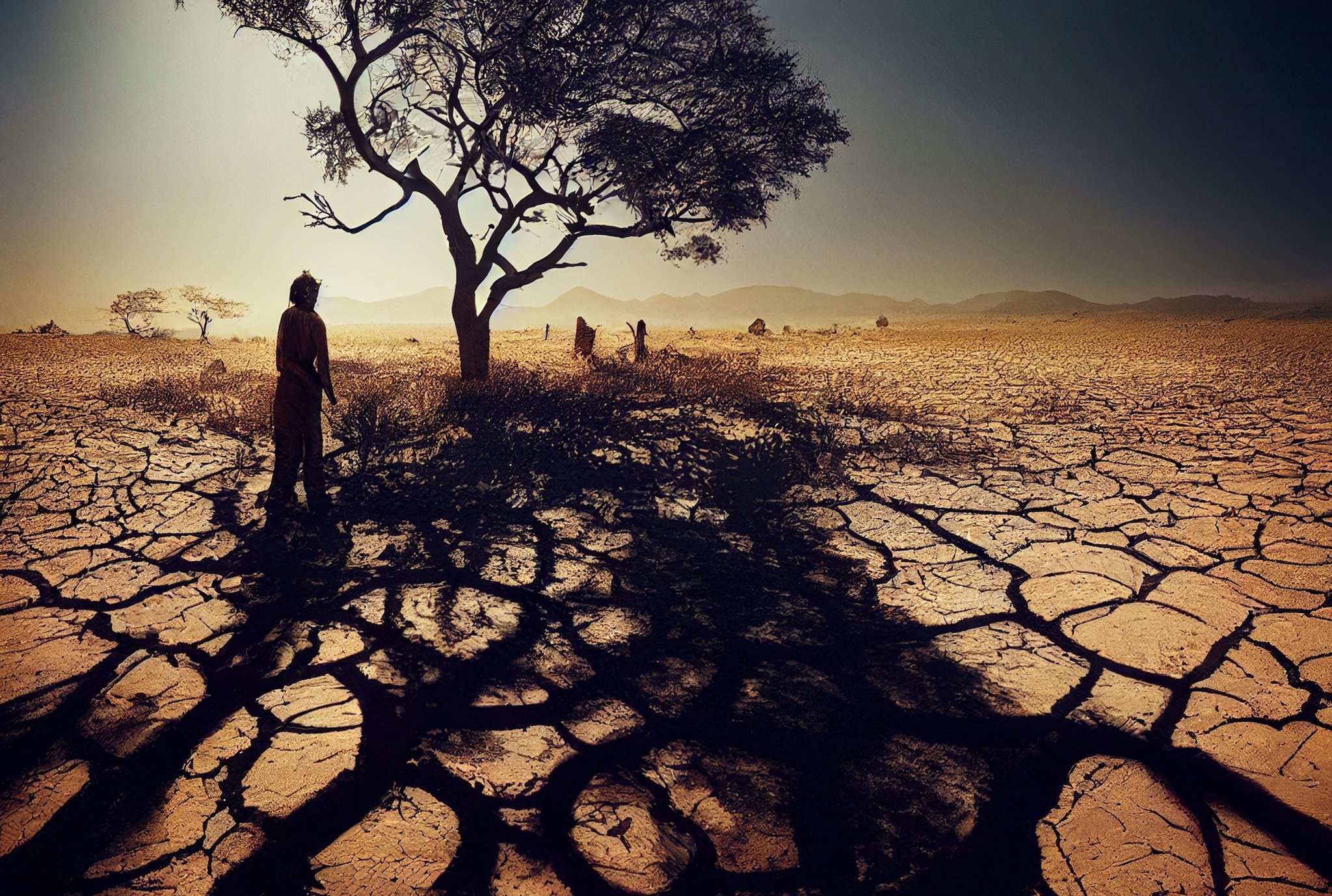 Dürre und aufgerissene Erde