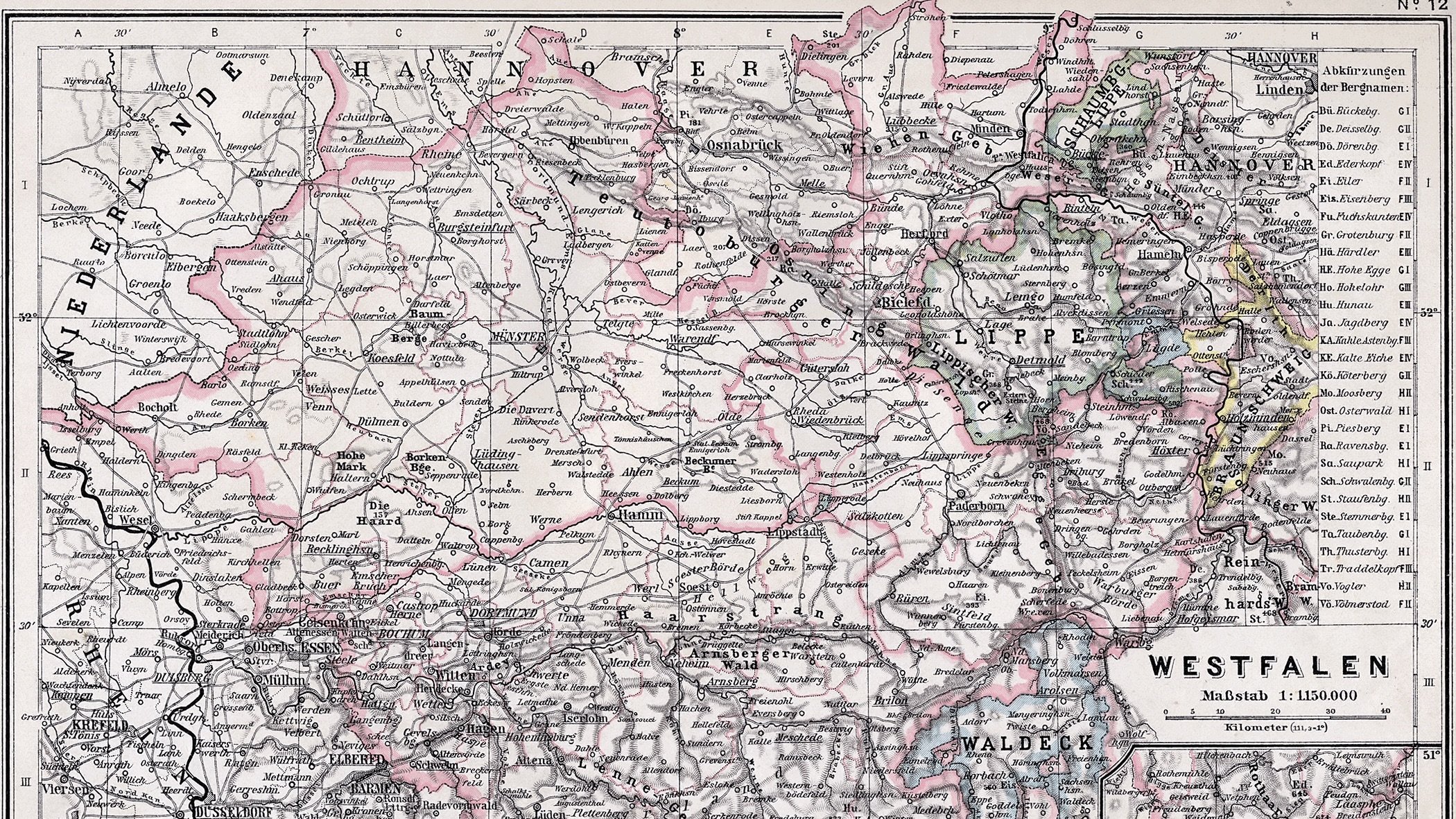 Karte der Provinz Westfalen