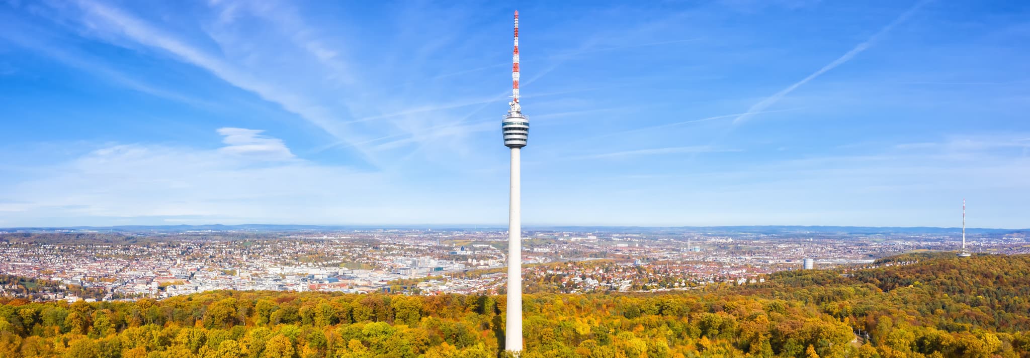 Stuttgart tv tower skyline aerial photo view town architecture travel panorama
